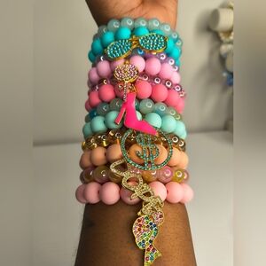 Colorful Beaded Bracelet Set with Charms